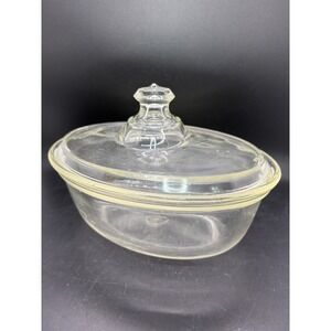 1915 - 1919 Antique Pyrex Oval Baking/Casserole 5" H/w lid X 8.25 L X 6.25" w
